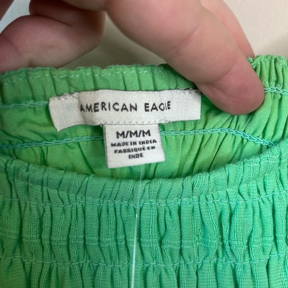 American Eagle Green Sleeveless Smocked Mini Summer Dress Size Medium - Picture 4 of 9